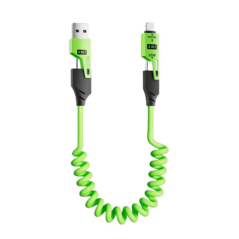 Federziehbares 4-in-1 65W Schnelllade-Datenkabel