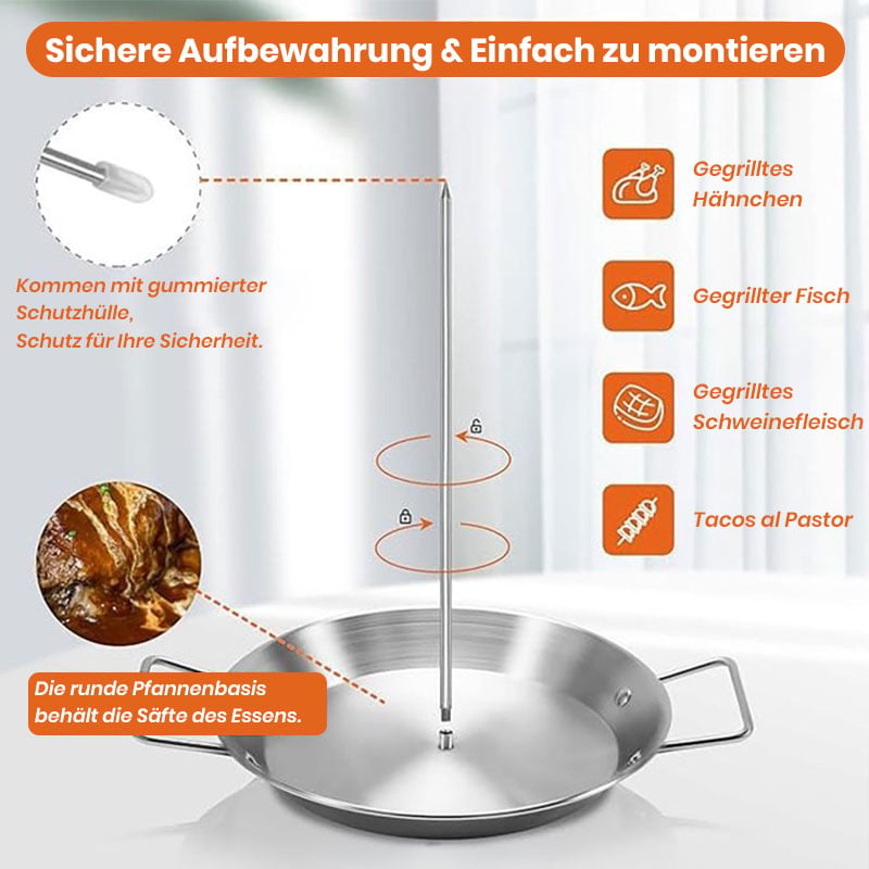Edelstahl-Grillpfanne mit vertikaler Schraube