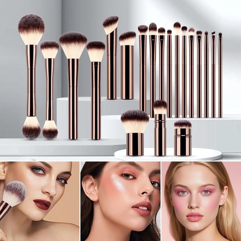 20-teiliges kaffeefarbenes Make-up-Pinselset