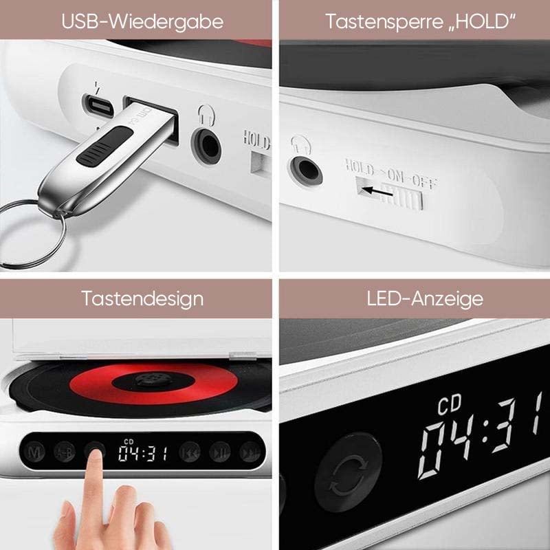 Tragbarer Bluetooth-fähiger CD-Player