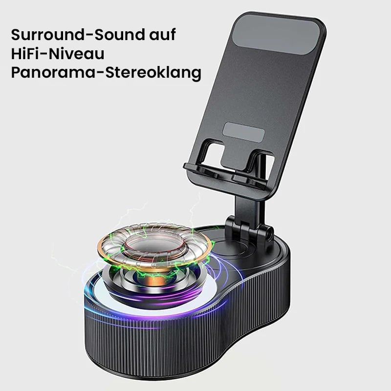 360° verstellbarer Handyhalter mit integriertem Bluetooth-Lautsprecher