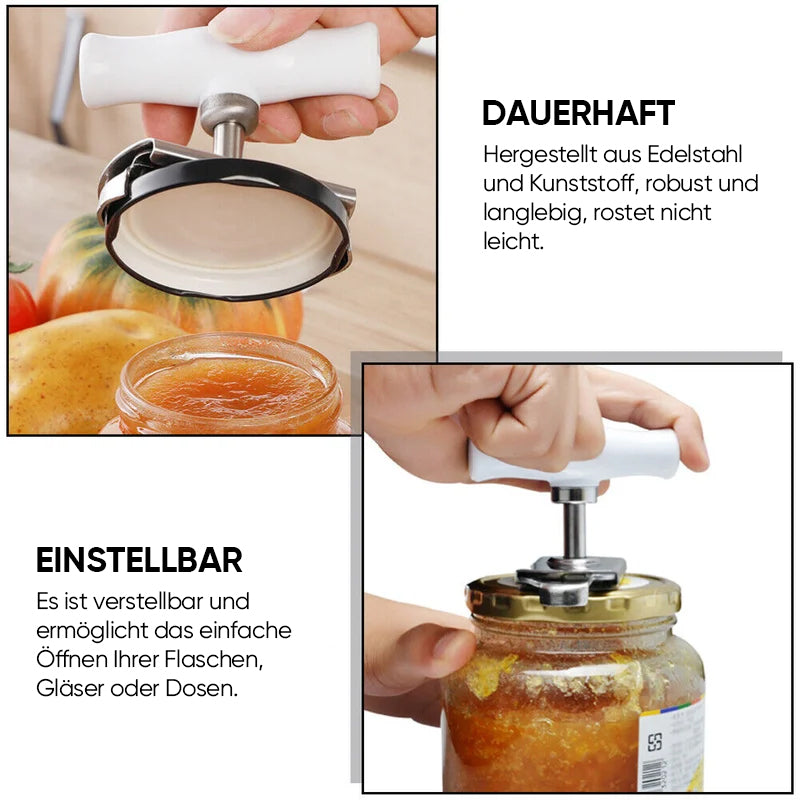 Größenverstellbarer Dosenöffner aus Edelstahl