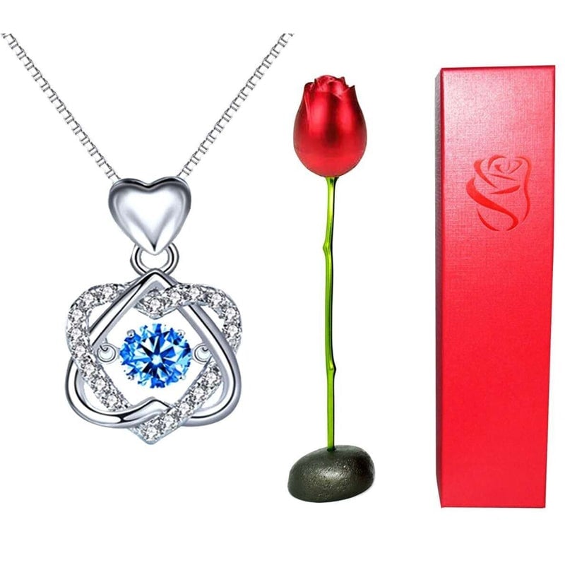 Herz-Halsketten-Set mit Rose