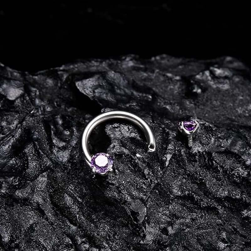 Hufeisenring mit Zirkonia und Gewindestäben für Piercings