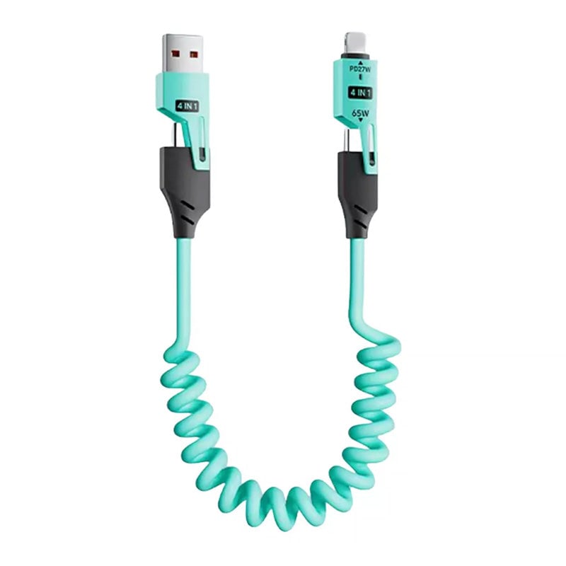 Federziehbares 4-in-1 65W Schnelllade-Datenkabel