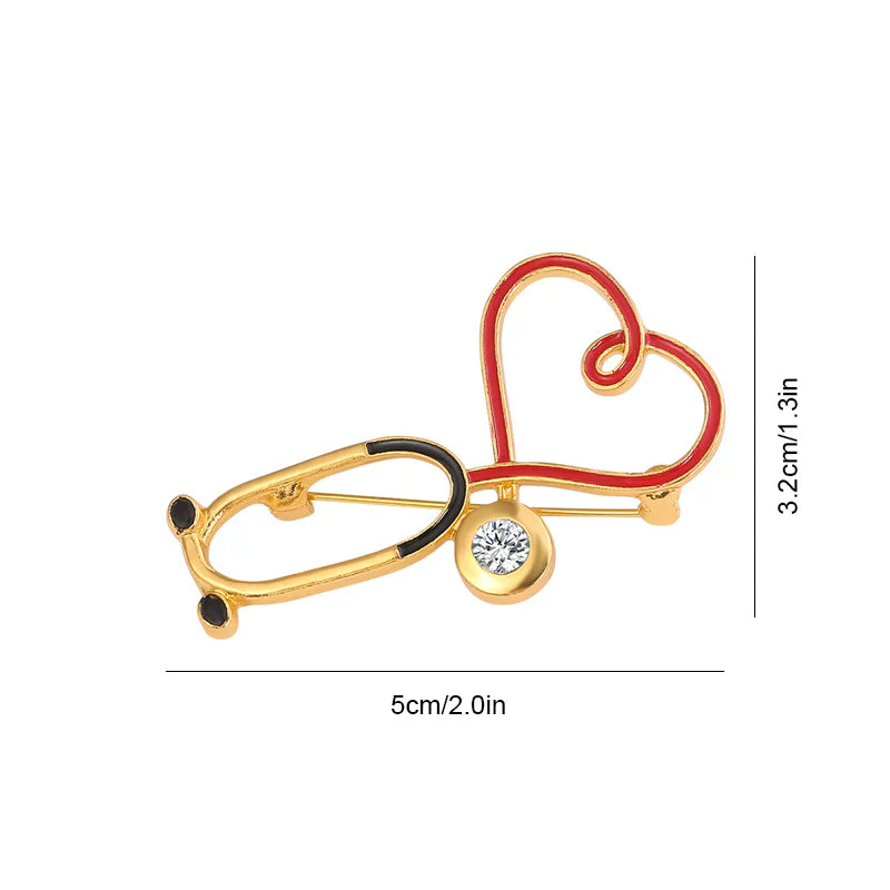 EKG und Stethoskop Mini-Brosche