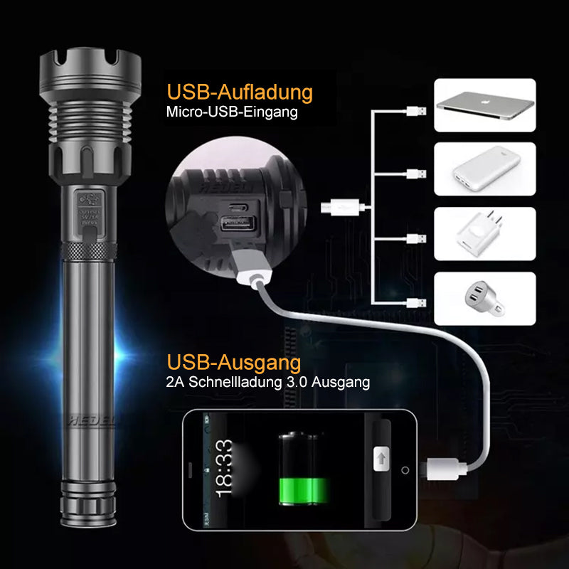 🔥Schlussverkauf🔥Wiederaufladbare taktische LED-Laser-Taschenlampe
