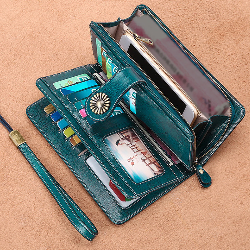 Retro lange Brieftasche mit großem Fassungsvermögen
