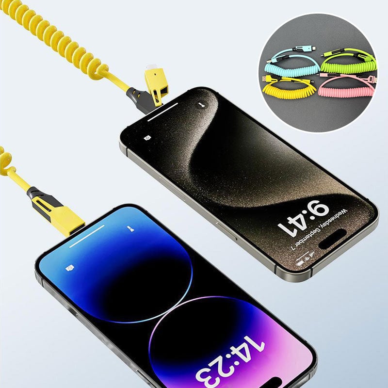 Federziehbares 4-in-1 65W Schnelllade-Datenkabel