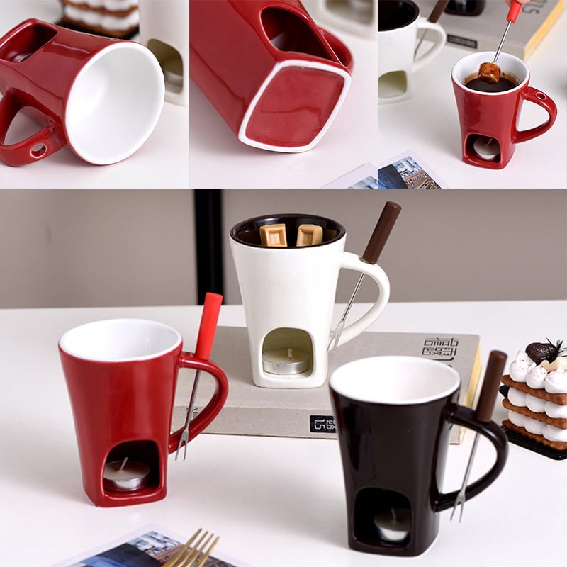 Multifunktionaler Fonduebecher aus Keramik