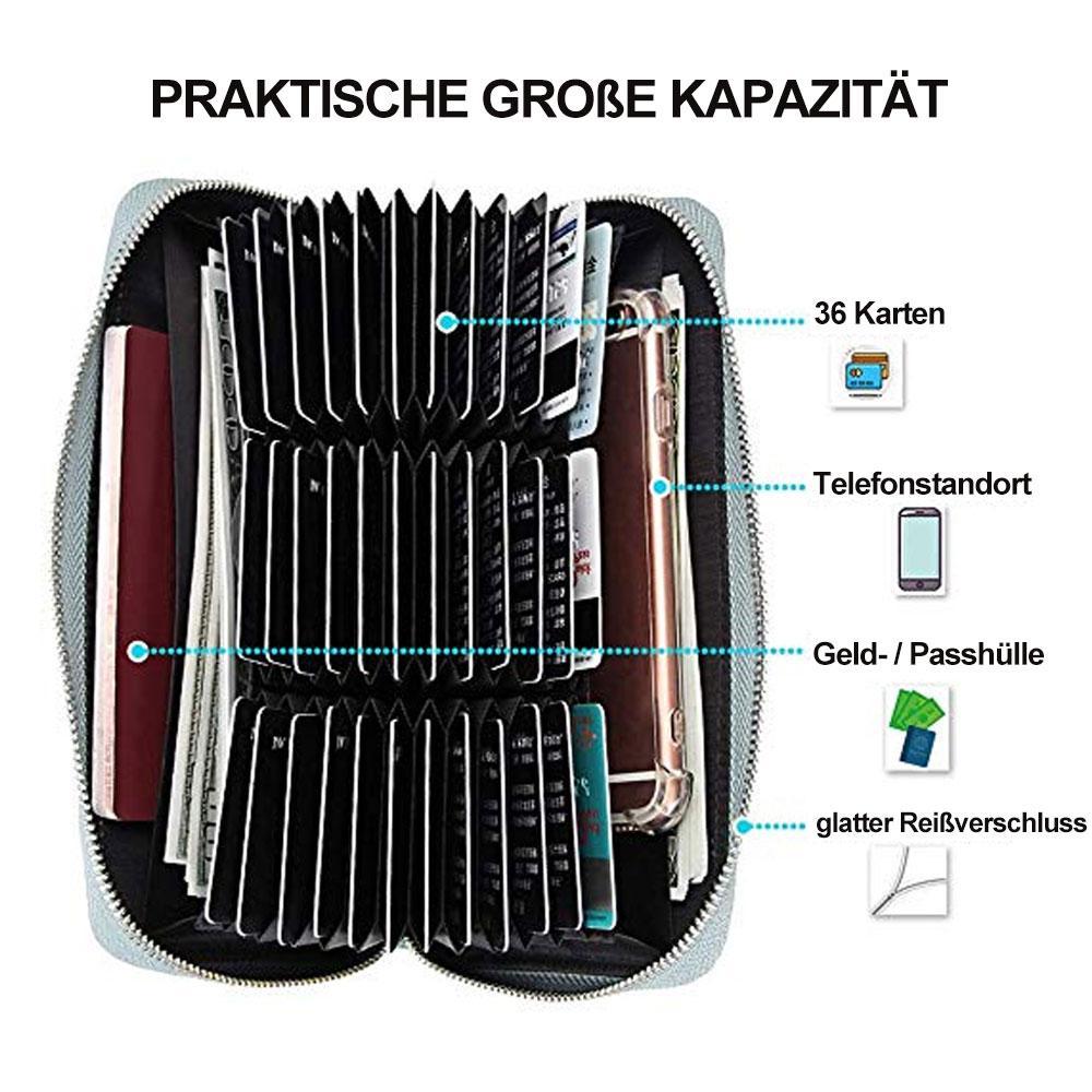 Antimagnetische 6 Zoll lange Brieftasche mit 36 Kartensteckplätze