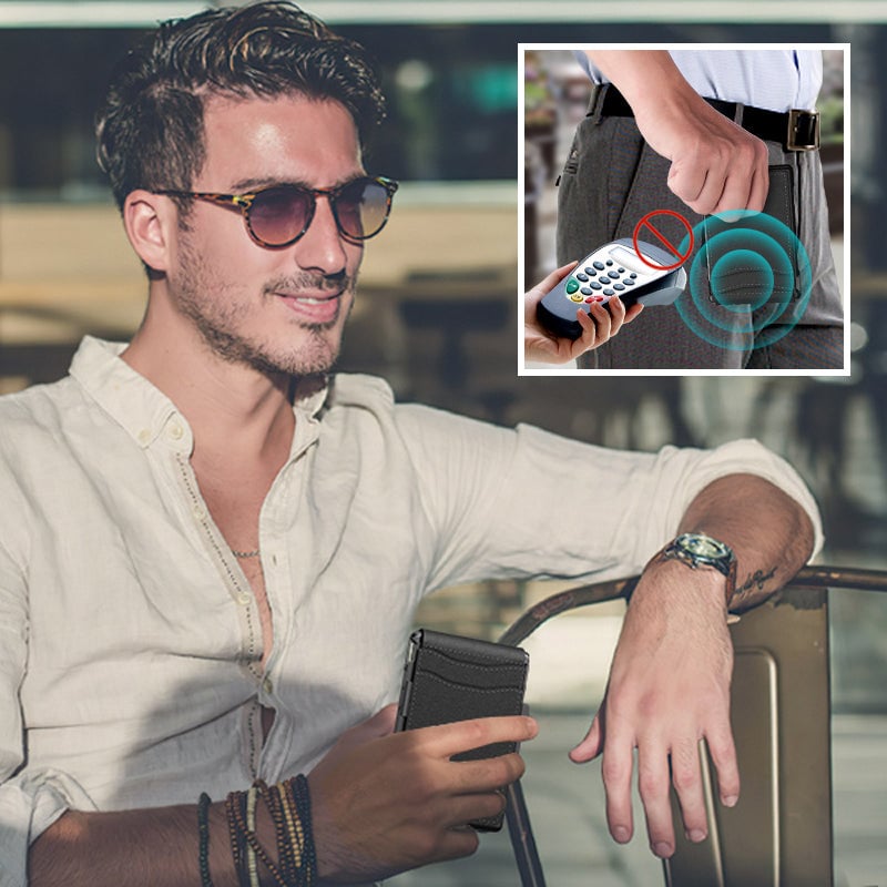 Herren Business-Stil PU-Leder Kartenfächer für AirTag