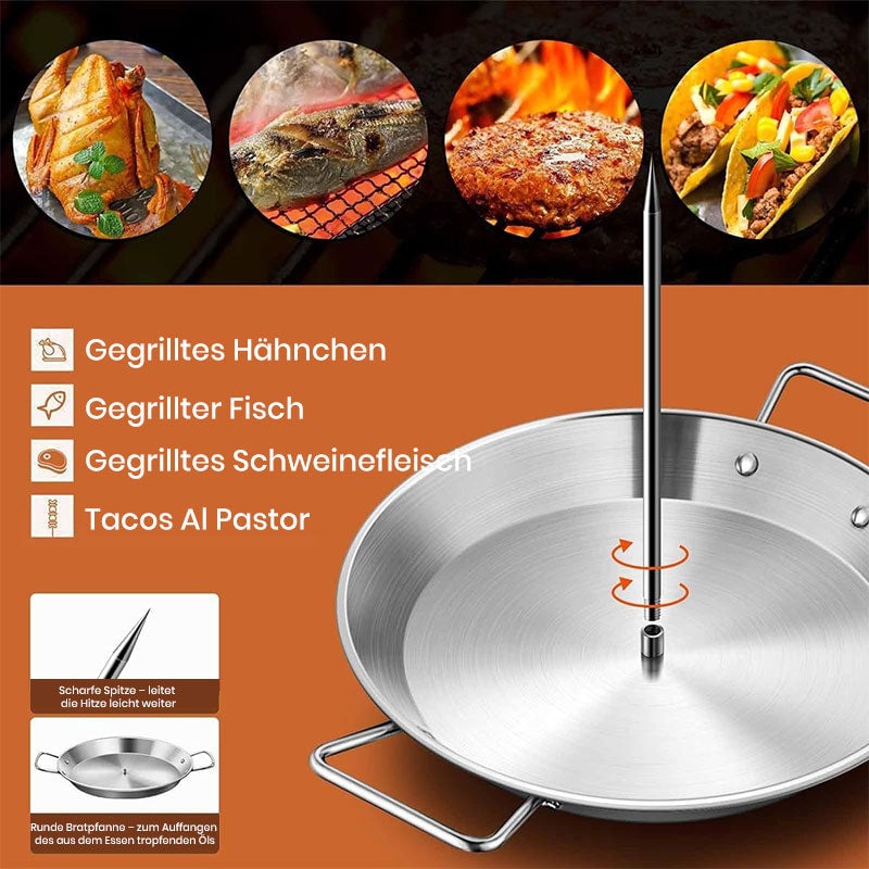 Edelstahl-Grillpfanne mit vertikaler Schraube