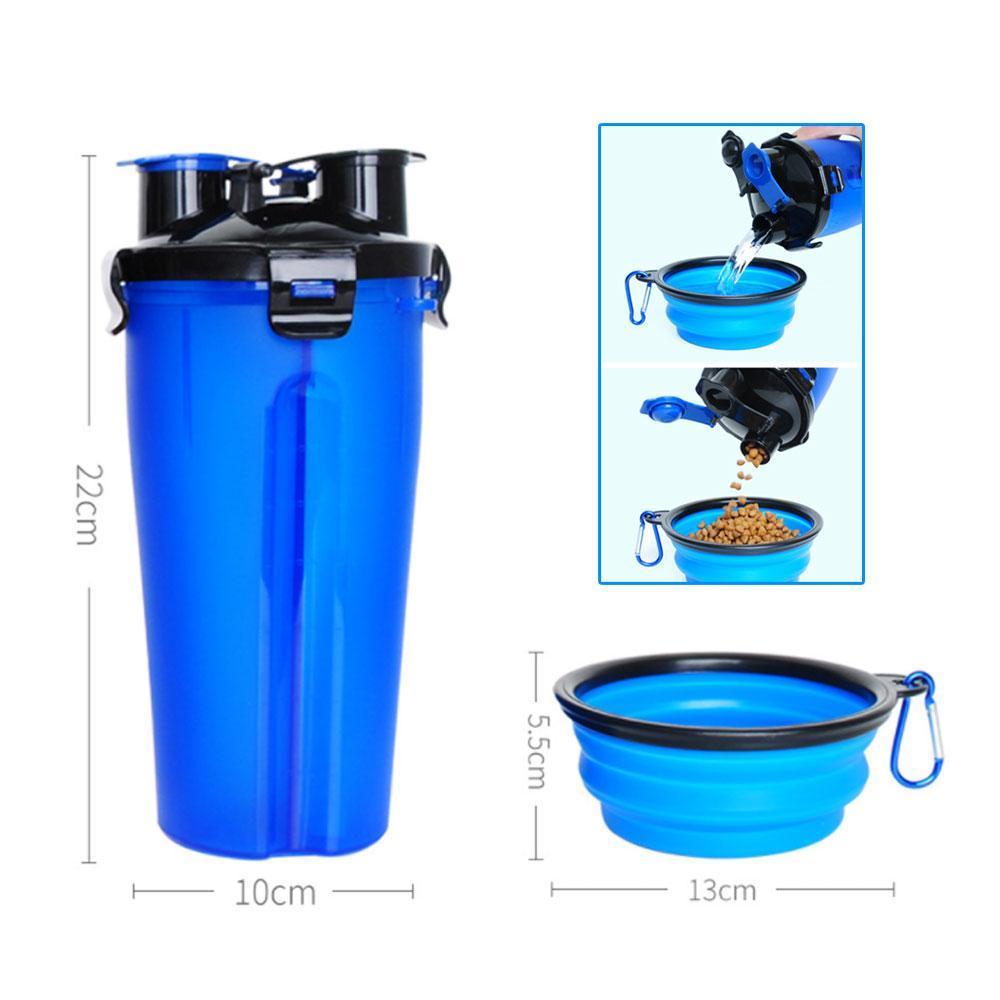2-in-1 Wasser- und Lebensmittelflasche für Haustiere