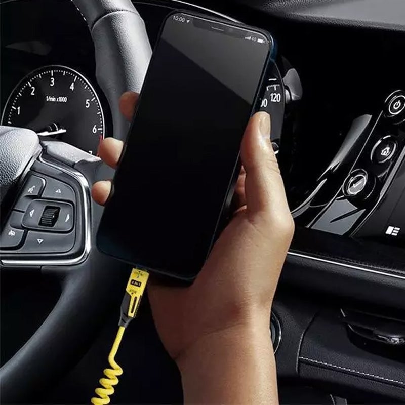 Federziehbares 4-in-1 65W Schnelllade-Datenkabel