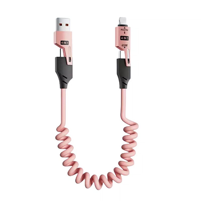 Federziehbares 4-in-1 65W Schnelllade-Datenkabel