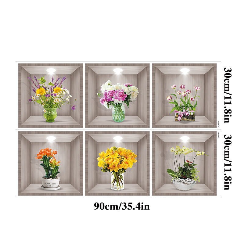 3D-Blumenvasen-Wandaufkleber
