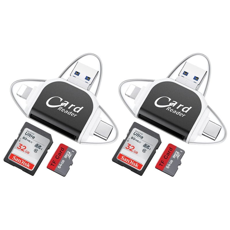 4-in-1-Universal-SD-TF-Kartenleser mit mehreren Anschlüssen