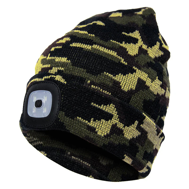 Abziehbar LED Stirnlampe Beanie Mütze