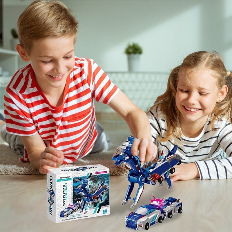 2-in-1 Magnetische Autos: Drachen und Einhörner
