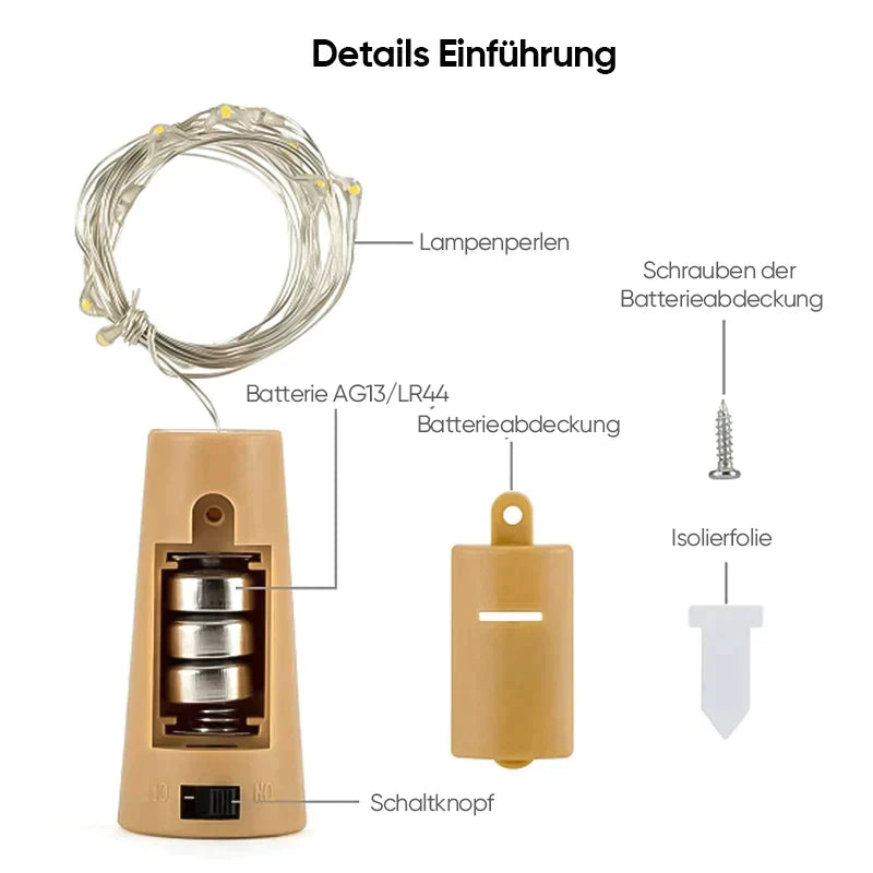 🍾LED-Weinflaschenlichter Kork Nachtlicht DIY Decor Lift