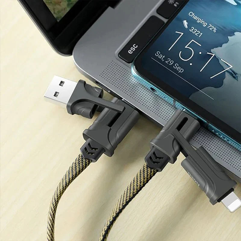 4-in-1-Schnellladekabel aus Nylongeflecht