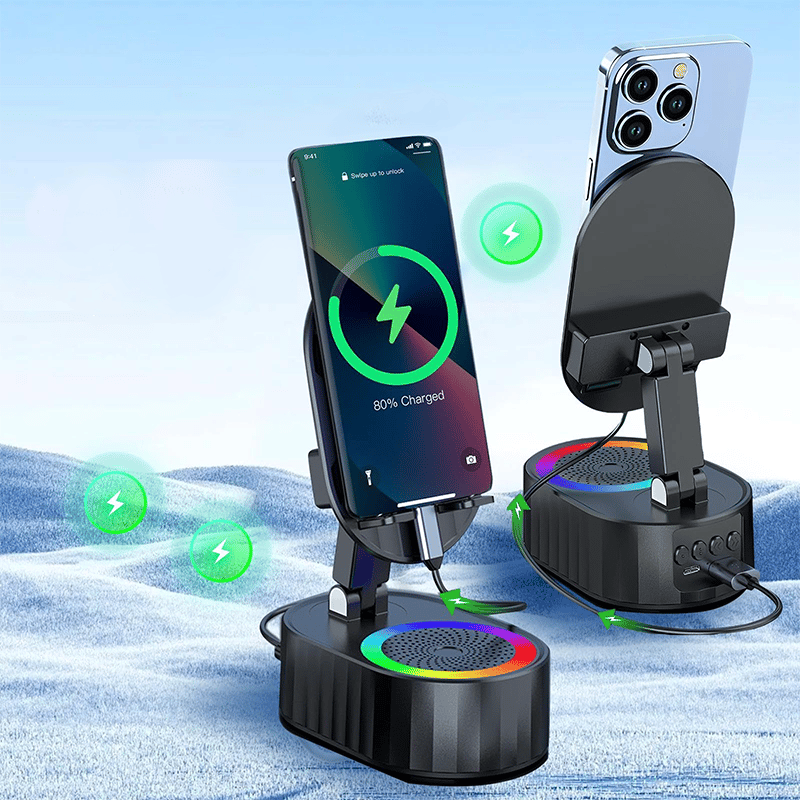 360° verstellbarer Handyhalter mit integriertem Bluetooth-Lautsprecher