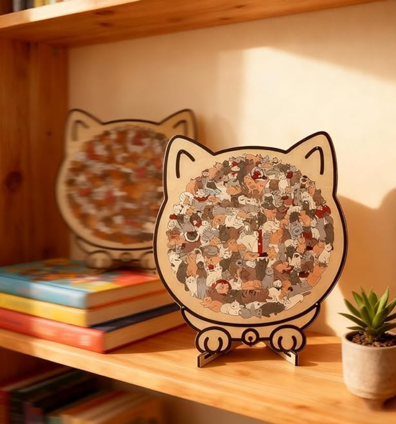 135PCS Cat-Shaped Wooden Puzzle Game