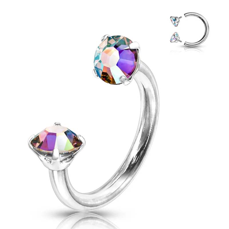 Hufeisenring mit Zirkonia und Gewindestäben für Piercings