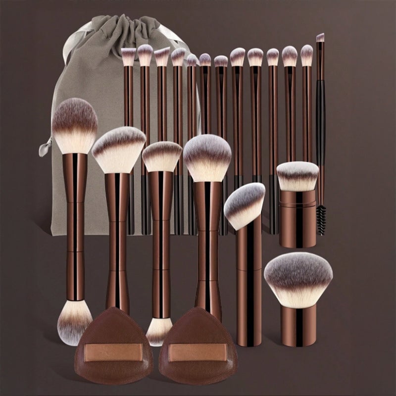 20-teiliges kaffeefarbenes Make-up-Pinselset
