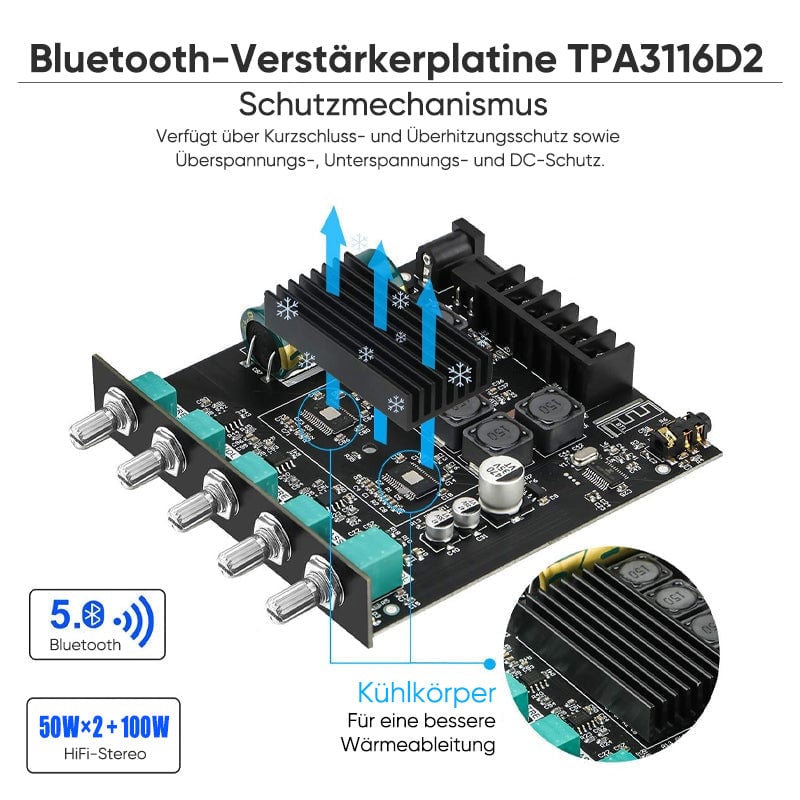 2.1-Kanal Bluetooth-Audio-Leistungsverstärkermodul