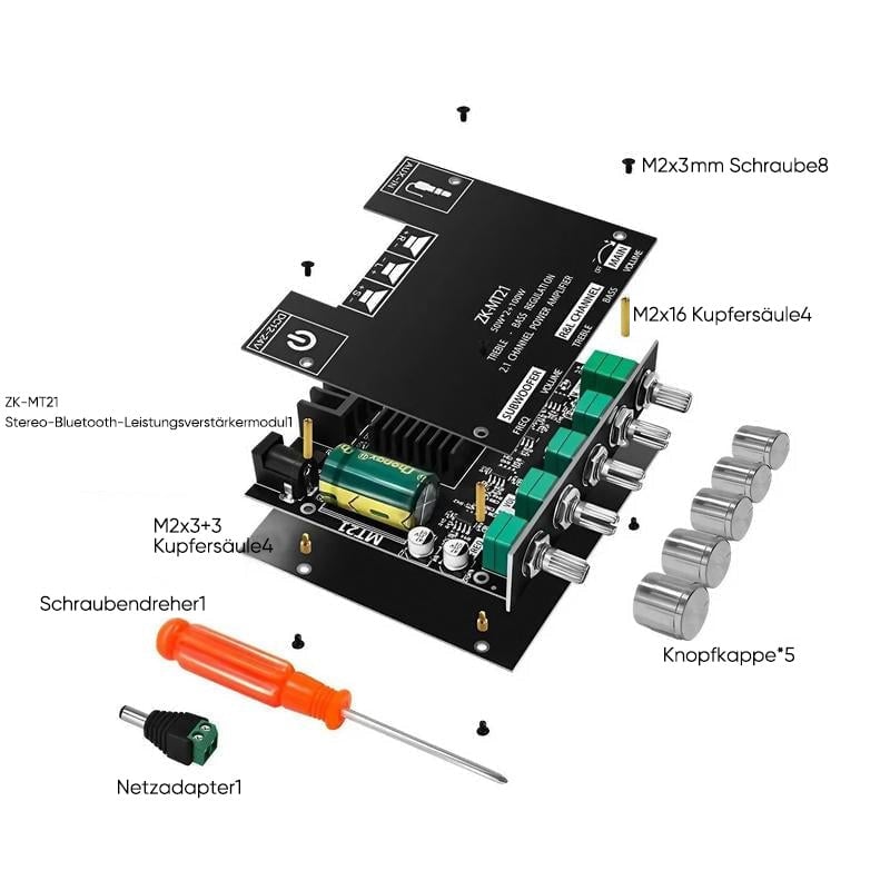 2.1-Kanal Bluetooth-Audio-Leistungsverstärkermodul