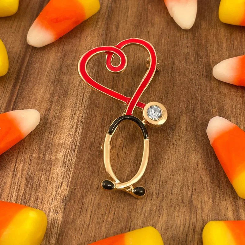 EKG und Stethoskop Mini-Brosche