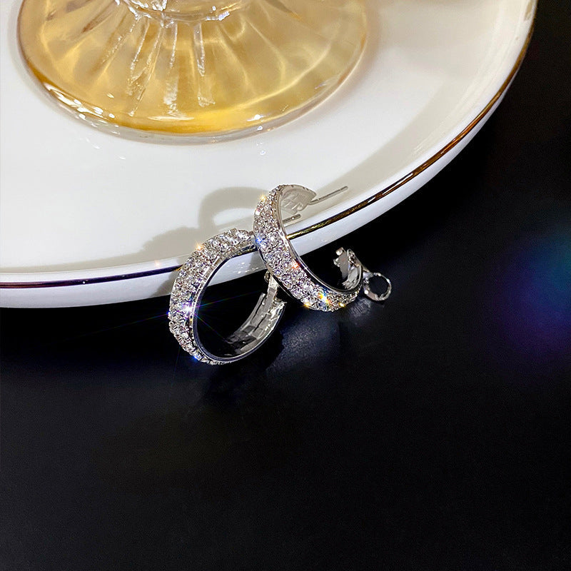 Glänzende vollen Diamanten Ohrringe