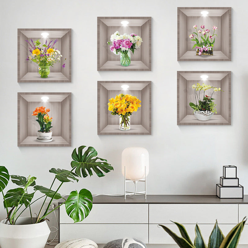 3D-Blumenvasen-Wandaufkleber