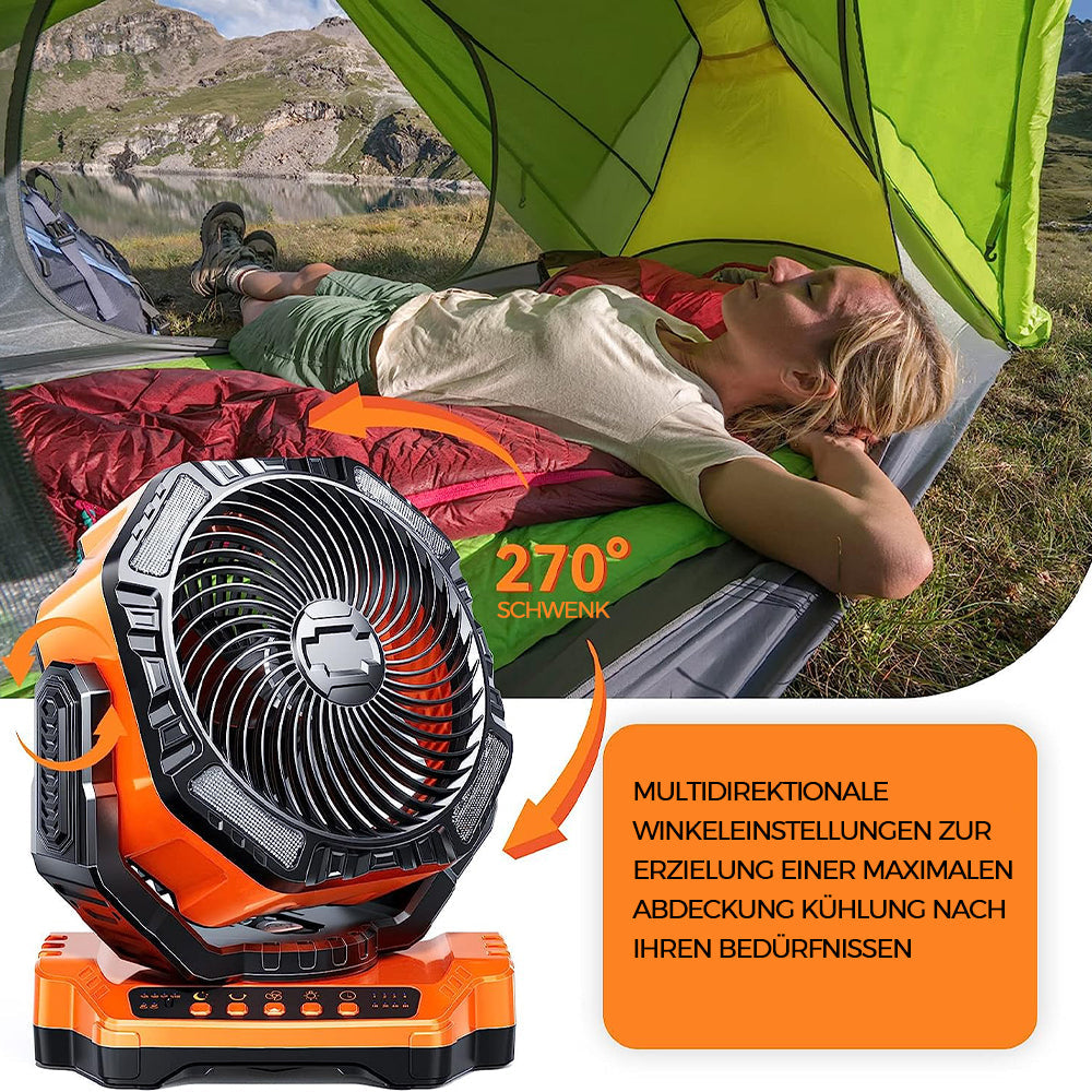 Tragbarer Ventilator für draußen mit LED-Licht