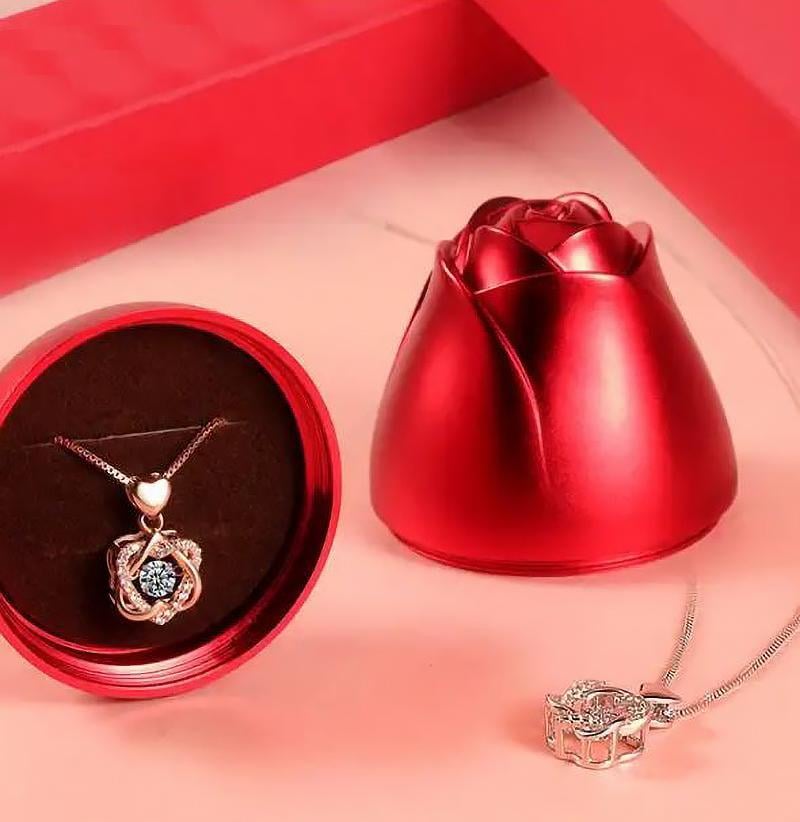 Herz-Halsketten-Set mit Rose