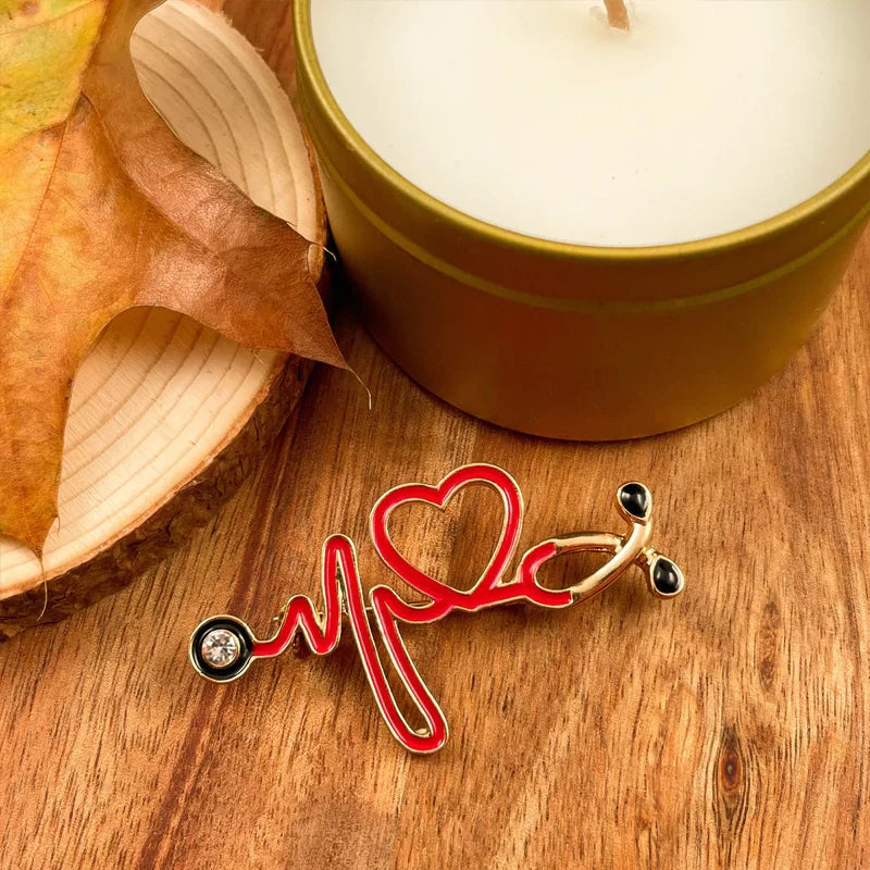 EKG und Stethoskop Mini-Brosche