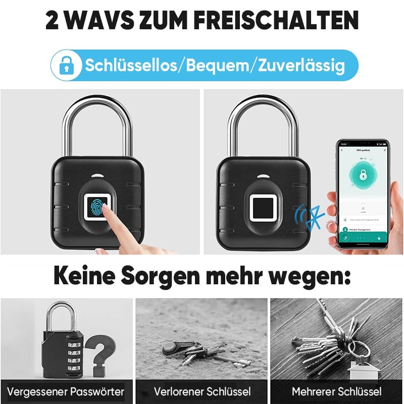 Biometrisches Fingerabdruck-Vorhängeschloss mit App-Steuerung, IP67 Wasserdicht