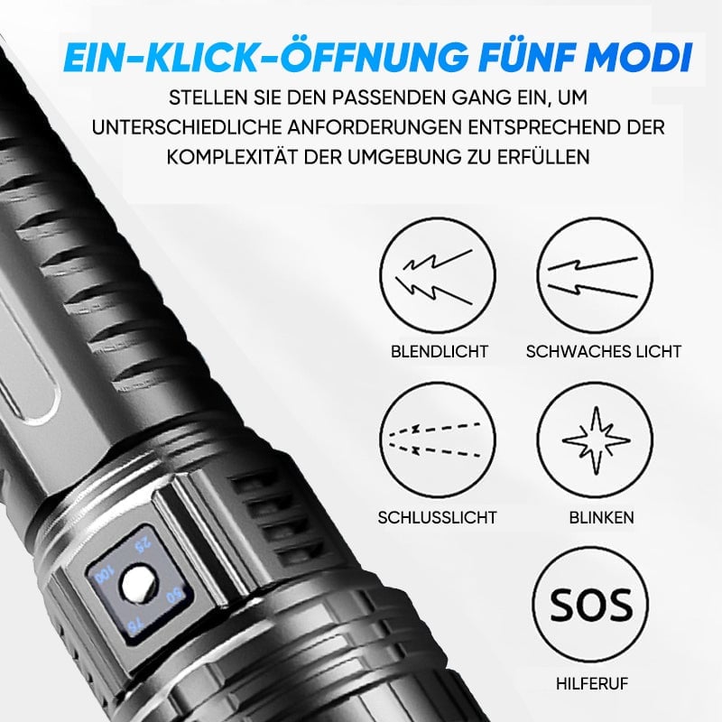 Multifunktionale Weiße Laser-Taschenlampe mit Teleskop-Zoom