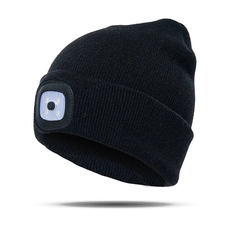 Abziehbar LED Stirnlampe Beanie Mütze