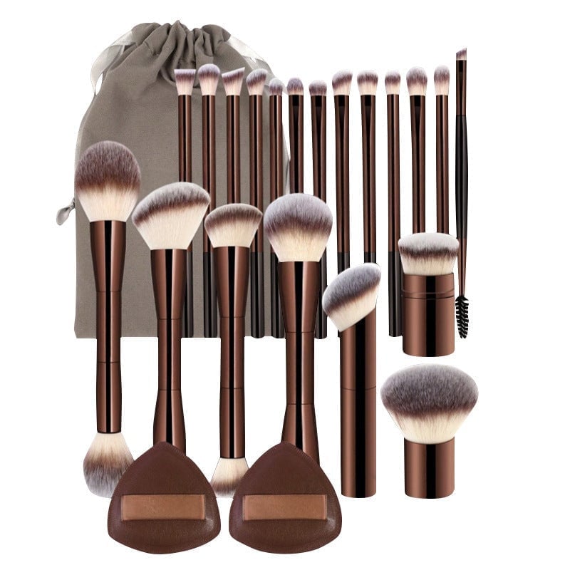 20-teiliges kaffeefarbenes Make-up-Pinselset