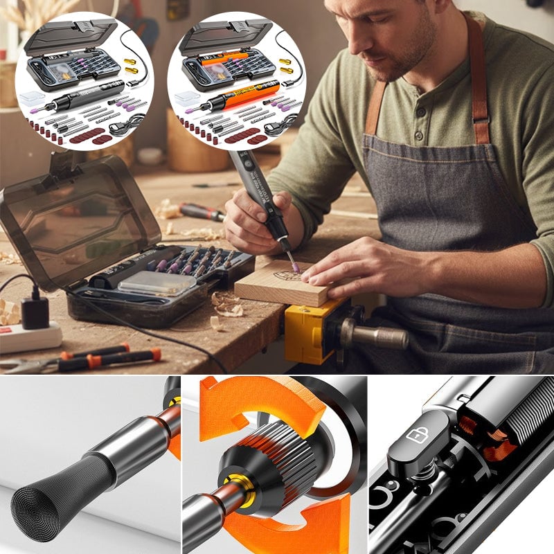 Mini-Elektro-Rotationswerkzeug-Set mit LED-Licht und Digitalanzeige