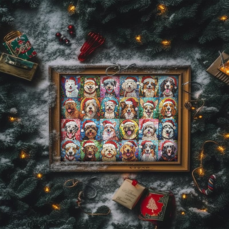 Frohe Weihnachten Hunde Puzzle 1000 Teile