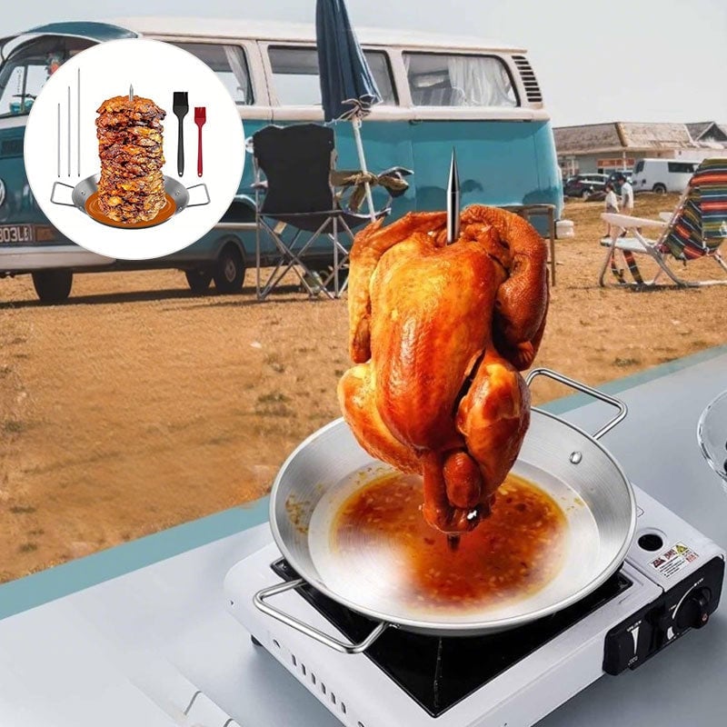 Edelstahl-Grillpfanne mit vertikaler Schraube