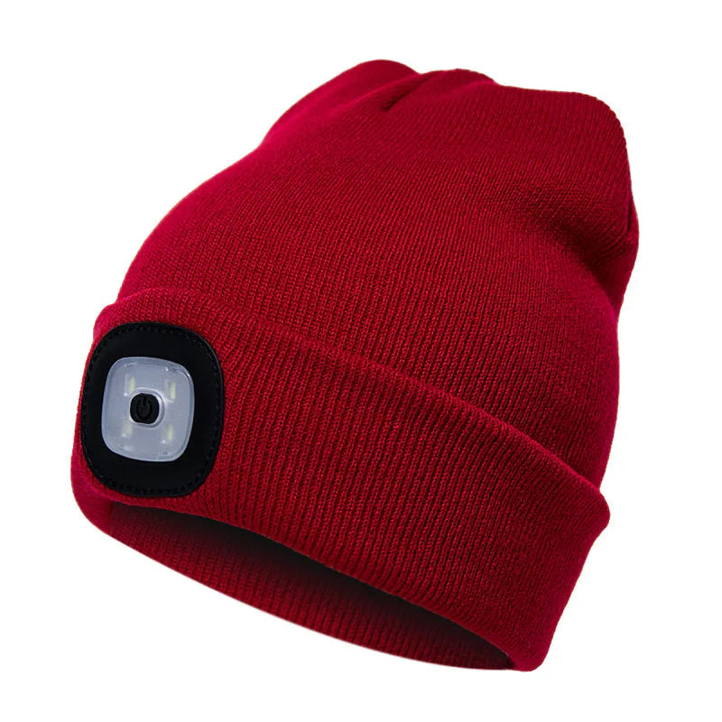 Abziehbar LED Stirnlampe Beanie Mütze