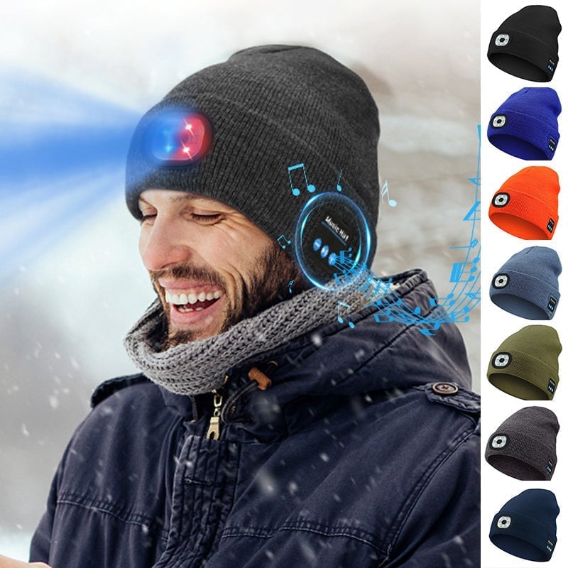 Bluetooth-Mütze mit LED-Licht & abnehmbaren Lautsprechern
