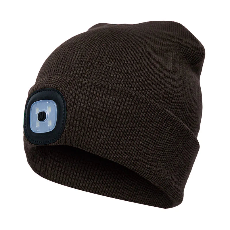 Abziehbar LED Stirnlampe Beanie Mütze