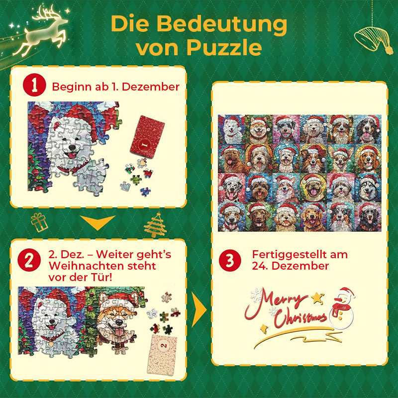 Frohe Weihnachten Hunde Puzzle 1000 Teile