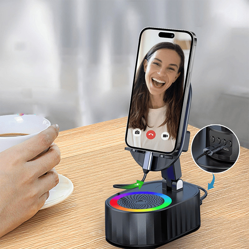 360° verstellbarer Handyhalter mit integriertem Bluetooth-Lautsprecher